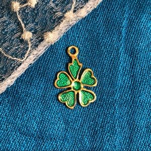 Four Leaf Clover Charm, Green + Gold
